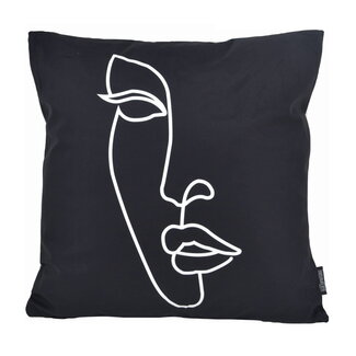 Gek op kussens! Sierkussen Line Art Face #1 | 45 x 45 cm | Katoen/Polyester