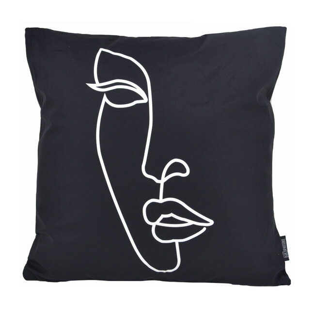 Sierkussen Line Art Face #1 | 45 x 45 cm | Katoen/Polyester