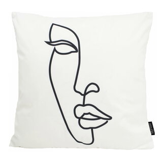 Gek op kussens! Sierkussen Line Art Face #2 | 45 x 45 cm | Katoen/Polyester