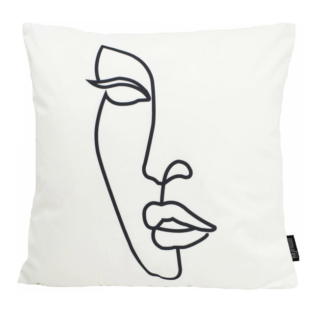 Sierkussen Line Art Face #2 | 45 x 45 cm | Katoen/Polyester