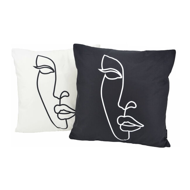 Sierkussen Line Art Face #2 | 45 x 45 cm | Katoen/Polyester