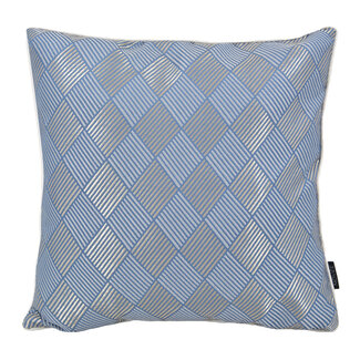 NOVÉE Sierkussen Luxury Checker Blue | 45 x 45 cm | Jacquard / Polyester