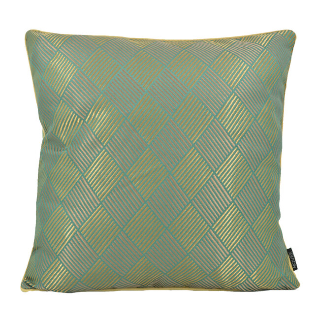 Sierkussen Luxury Checker Green | 45 x 45 cm | Jacquard / Polyester