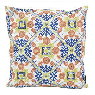 Sierkussen Mozaiek Oranje/Blauw - Outdoor | 45 x 45 cm | Katoen/Polyester