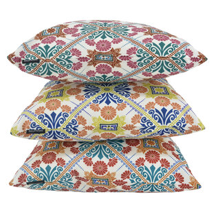Sierkussen Mozaiek Oranje/Blauw - Outdoor | 45 x 45 cm | Katoen/Polyester