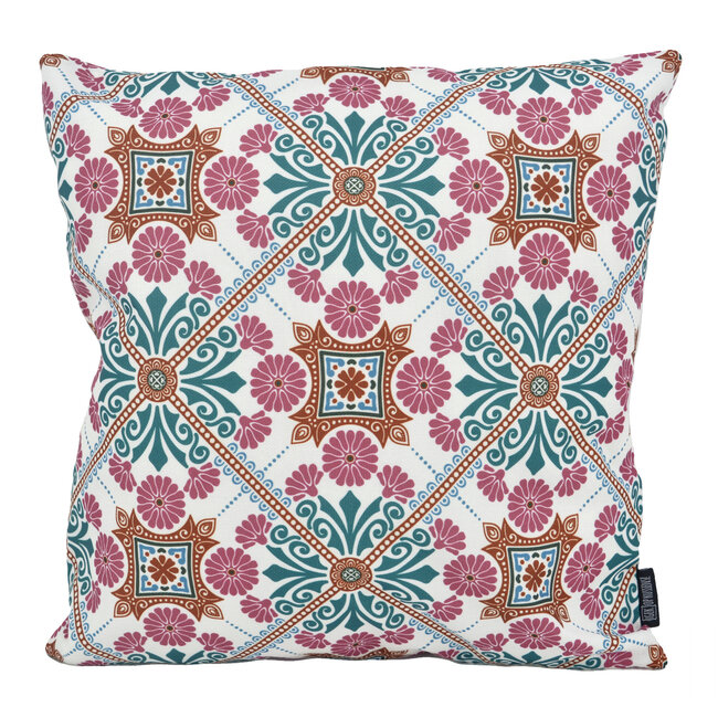 Sierkussen Mozaiek Roze/Groen - Outdoor | 45 x 45 cm | Katoen/Polyester