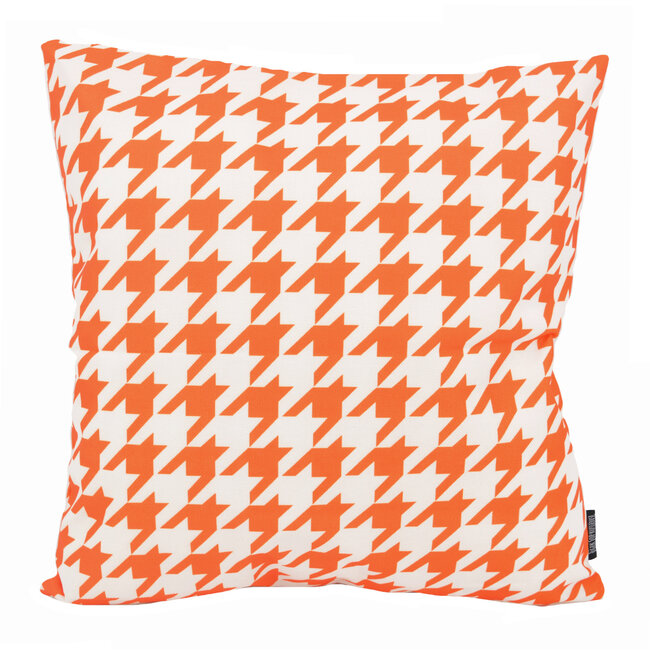 Sierkussen Pied-de-Poule Oranje - Outdoor | 45 x 45 cm | Katoen/Polyester