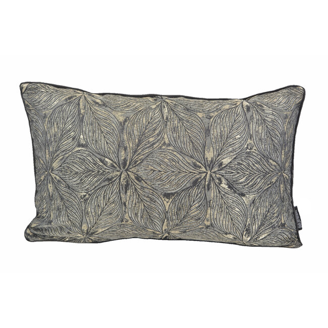 Sierkussen Velvet Black Flower | 30 x 50 cm | Velvet/Polyester