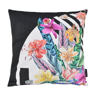 Sierkussen Velvet Graphic Flowers | 45 x 45 cm | Velvet/Polyester