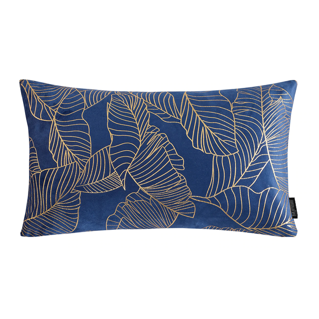 Sierkussen Velvet Leaves Long Blauw | 30 x 50 cm | Velvet/Polyester