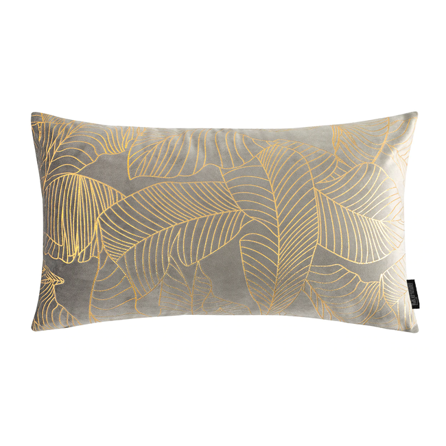 Sierkussen Velvet Leaves Long Grijs | 30 x 50 cm | Velvet/Polyester