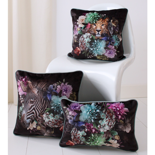 Sierkussen Velvet Pied-De-Poule Flower | 30 x 50 cm | Polyester