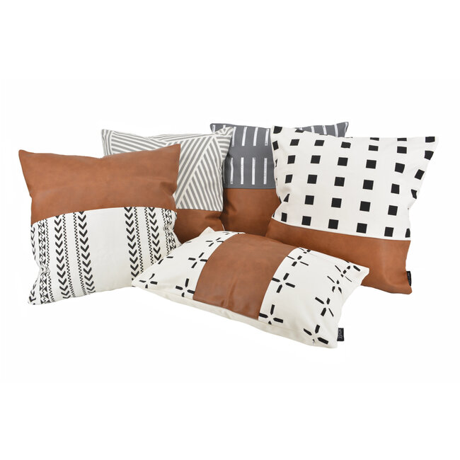 Sierkussen Vida Nova #3 | 45 x 45 cm | Katoen / PU Leder