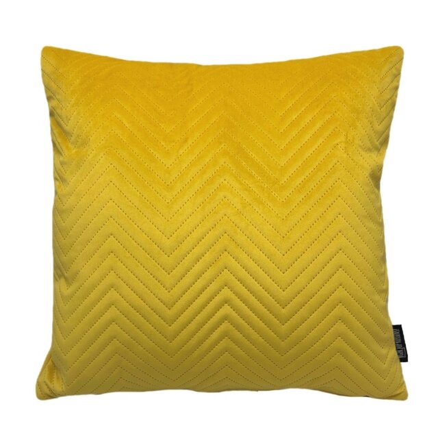 Sierkussen Yellow Velvet Chevron | 45 x 45 cm | Velvet/Polyester