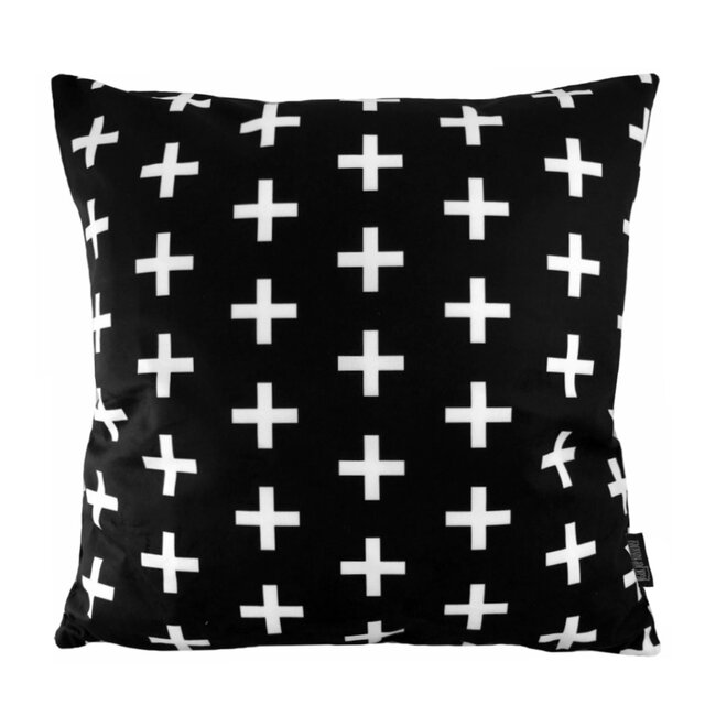 Sierkussen Zwart-Wit Kruisjes | 45 x 45 cm | Katoen/Polyester