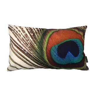 Gek op kussens! Sierkussen Peacock Feather / Pauw Long 2 | 30 x 50 cm | Katoen/Linnen