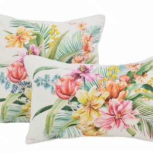 Sierkussen Colorful Flowers Wit | 30 x 50 cm | Katoen