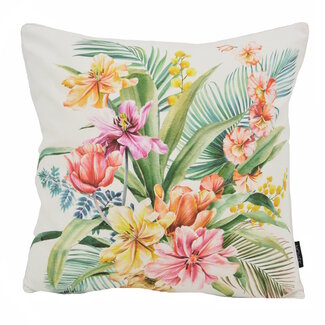 NOVÉE Colorful Flowers Wit Kussenhoes | 45x45 cm | Katoen