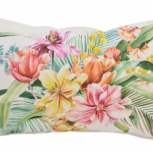 Colorful Flowers Wit Kussenhoes | 30x50 cm | Katoen