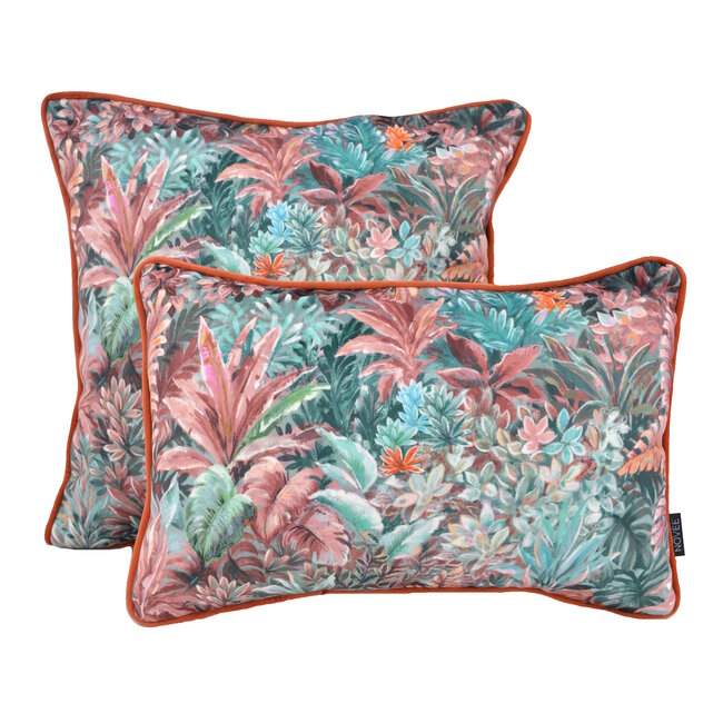 Velvet Jungle Red Kissenbezug | 30x50 cm | Samt/Polyester