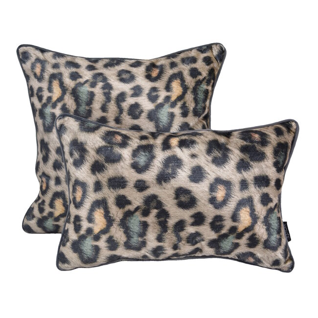 Velvet Colorful Leopard Kissenbezug | 30x50 cm | Samt/Polyester