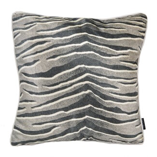 NOVÉE Velvet Silver Zebra Kissenbezug | 45x45 cm | Samt/Polyester