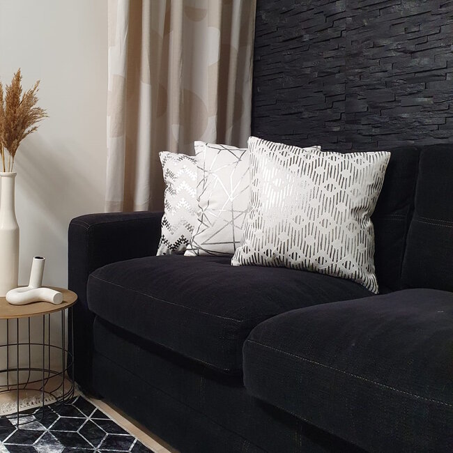 Azra Silver/White Kussenhoes | 45x45 cm | Katoen