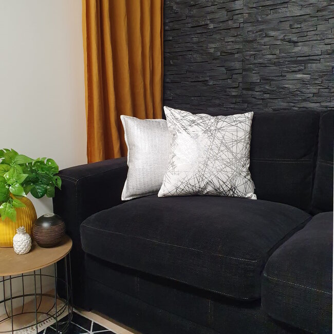 Sierkussen Isha Silver / White | 45 x 45 cm | Katoen