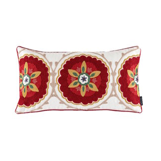 NOVÉE Sierkussen Red Flower Aztec Long | 40 x 60 cm | Katoen/Linnen