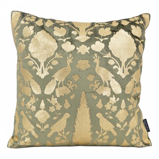 NOVÉE Sierkussen Damask Green/Gold | 45 x 45 cm | Velvet/Viscose