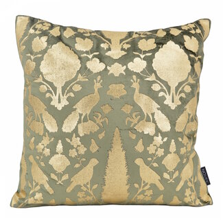 NOVÉE Damask Green/Gold Kissenbezug | 45x45 cm | Samt/Viskose