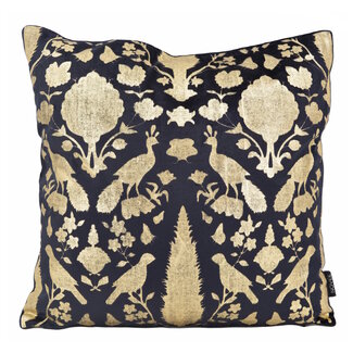 NOVÉE Damask Black/Gold Kissenbezug | 45x45 cm | Samt/Viskose