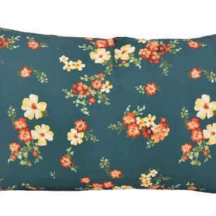 Mae Bloom Petrol - Outdoor Kissenbezug | 30x50 cm | Baumwolle