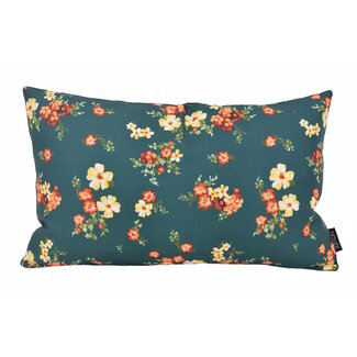 NOVÉE Mae Bloom Petrol - Outdoor Kussenhoes | 30x50 cm | Katoen