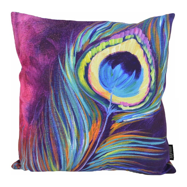Sierkussen Colorful Peacock / Pauw | 45 x 45 cm | Katoen/Polyester