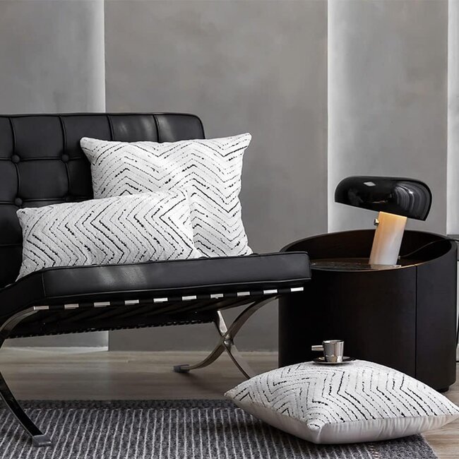 Chenille Chevron Wit | 45 x 45 cm | Kussenhoes | Polyester