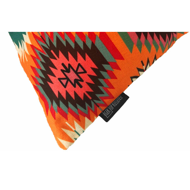 Sierkussen Orange Aztec | 45 x 45 cm | Katoen/Linnen