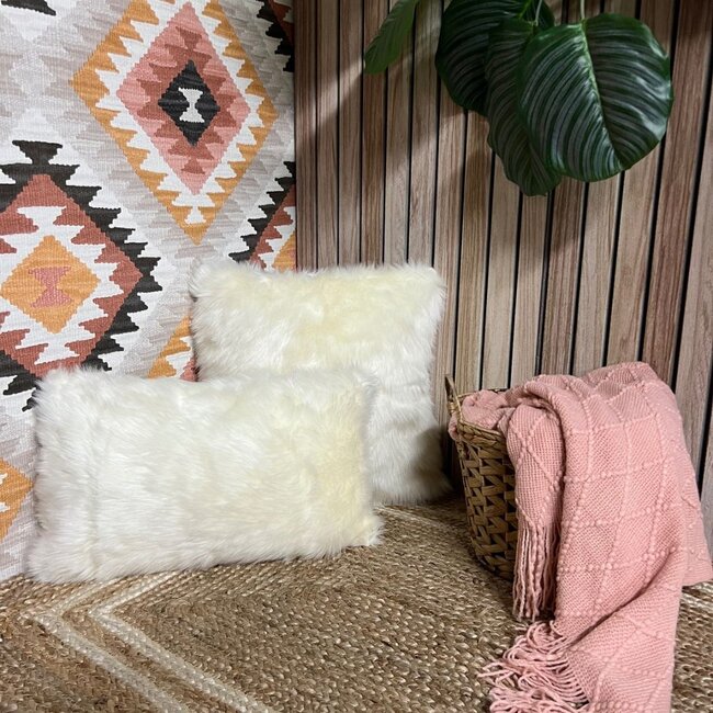 Furry Velvet Crème Kussenhoes | 45x45 cm | Velvet/Polyester