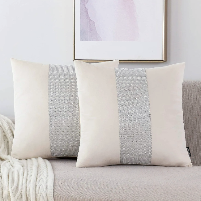 Sierkussen Bliss Diamond - Crème | 45 x 45 cm | Velvet/Polyester