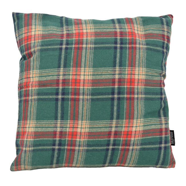 Kerst Tartan Groen | 45 x 45 cm | Kussenhoes | Viscose/Polyester