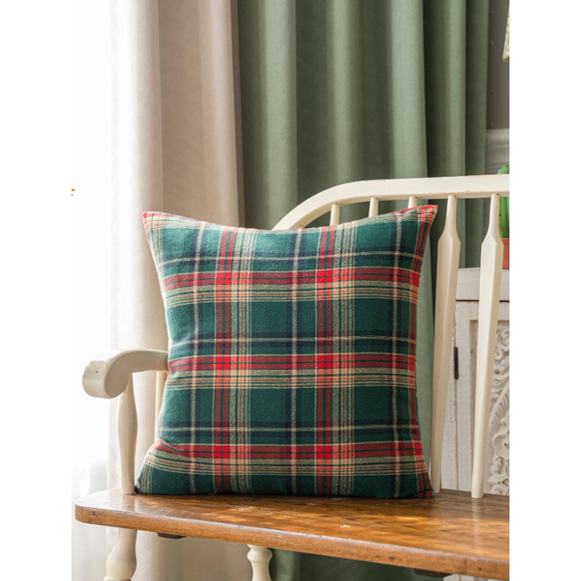 Kerst Tartan Groen | 45 x 45 cm | Kussenhoes | Viscose/Polyester