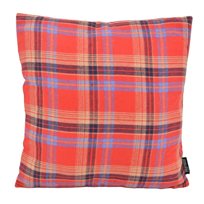 Kerst Tartan Rood | 45 x 45 cm | Kussenhoes | Viscose/Polyester