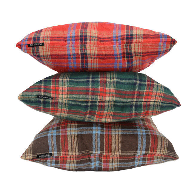 Kerst Tartan Rood | 45 x 45 cm | Kussenhoes | Viscose/Polyester