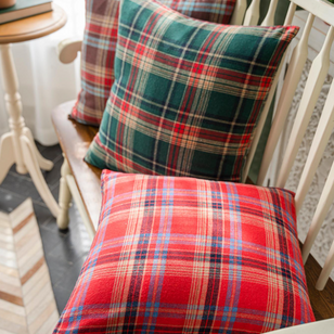 Kerst Tartan Rood Kussenhoes | 45x45 cm | Viscose/Polyester