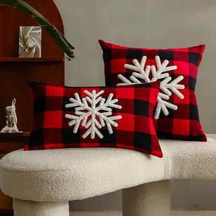 SNOW Kerst Ruit Kussenhoes | 30x50 cm | Katoen