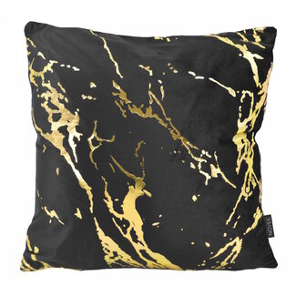 NOVÉE Metallic Marble Black Kussenhoes | 45x45 cm | Velvet/Polyester