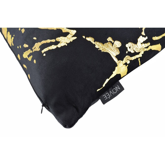 Sierkussen Metallic Marble Black | 45 x 45 cm | Velvet/Polyester