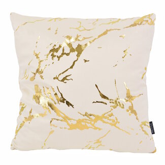 NOVÉE Metallic Marble Cream Kissenbezug | 45x45 cm | Samt/Polyester