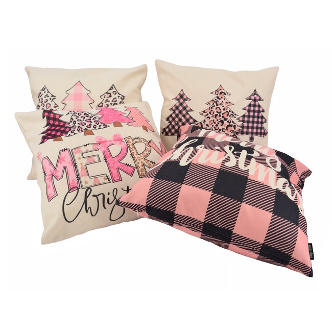 Merry Christmas - Pink #1 Kussenhoes | 45x45 cm | Katoen/Linnen