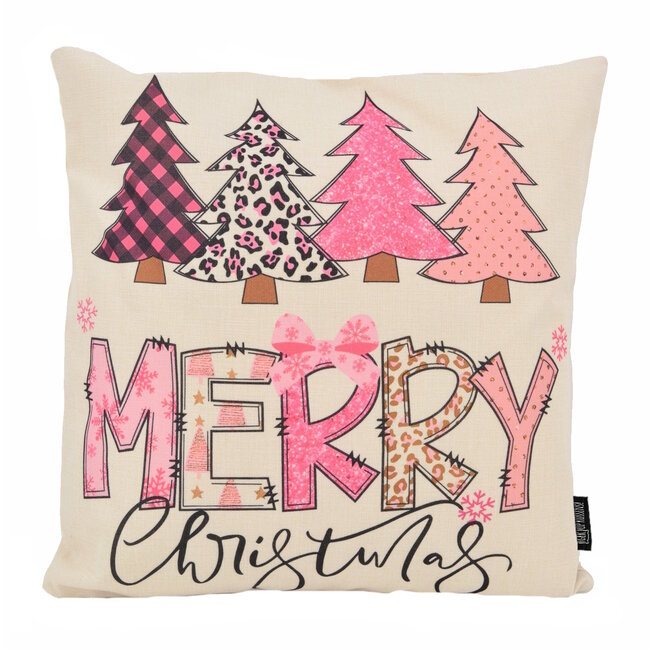 Merry Christmas - Pink #2 | 45 x 45 cm | Kussenhoes | Katoen/Linnen